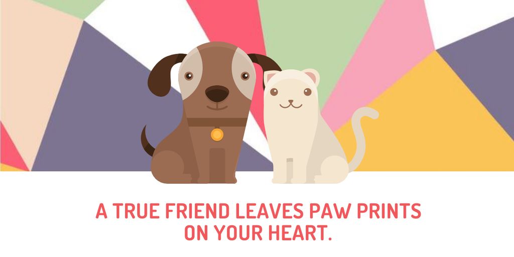 Pets Quote Cute Dog and Cat Image Design Template