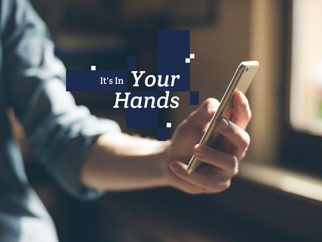 Mobile phone in hands Presentation – шаблон для дизайна
