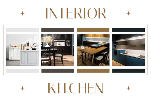 Modèle de visuel Interiors of Kitchen in Different Styles and Colors - Mood Board