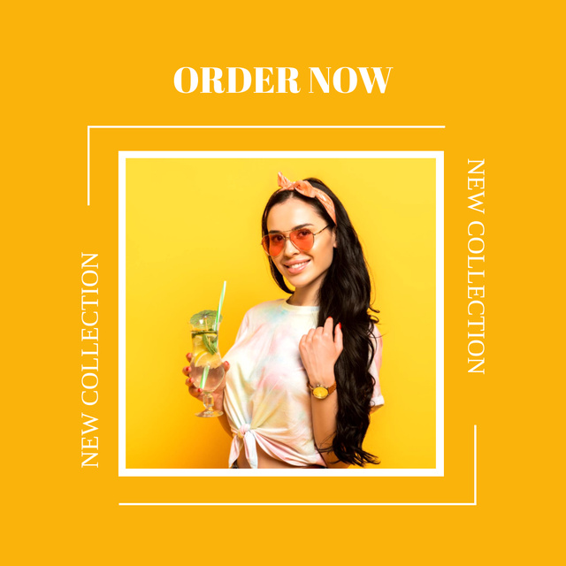 Summer fashion collection bright yellow Instagram Design Template