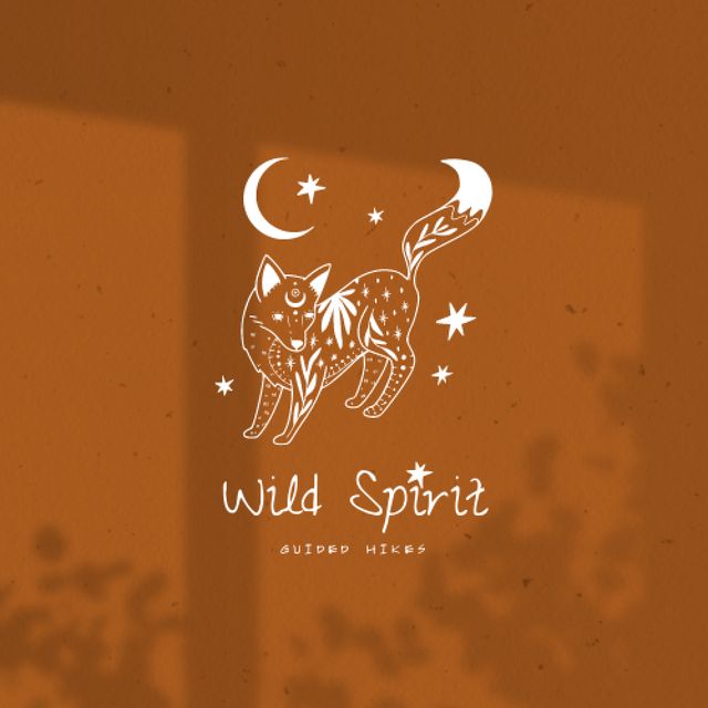 Template di design Cute Illustration of Fox with Spiritual Signs Animated Logo