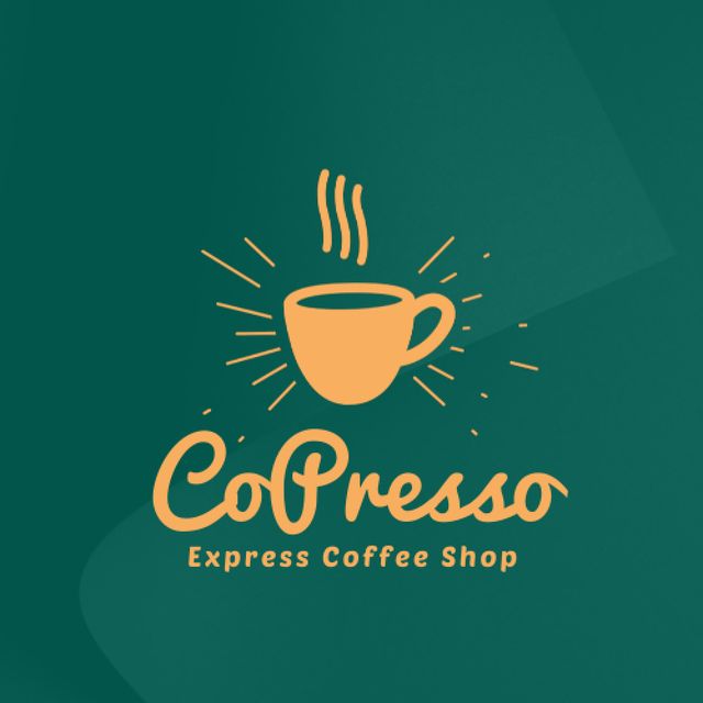 Delightful Coffee Shop with Coffee Cup In Green Animated Logoデザインテンプレート