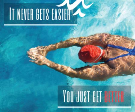 Modèle de visuel Inspirational quote poster with swimmer - Medium Rectangle