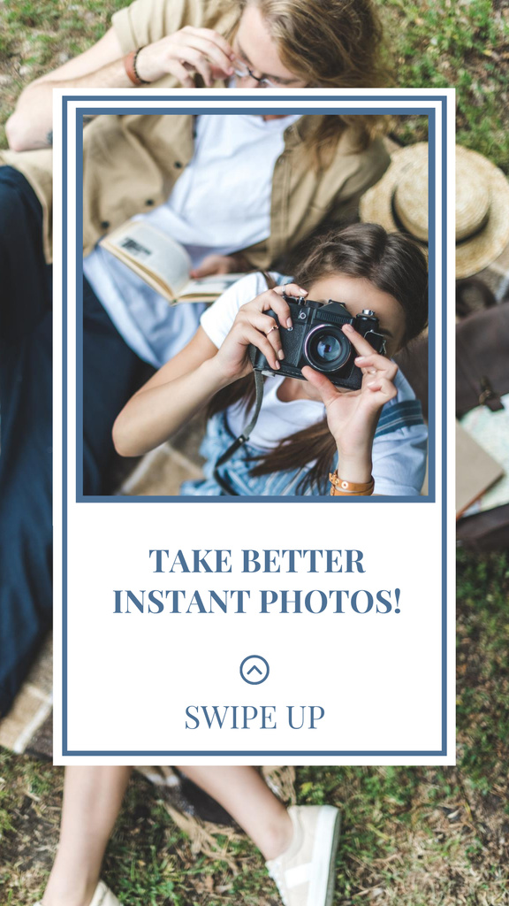 Szablon projektu Taking Batter Instant Photos Tips Instagram Story