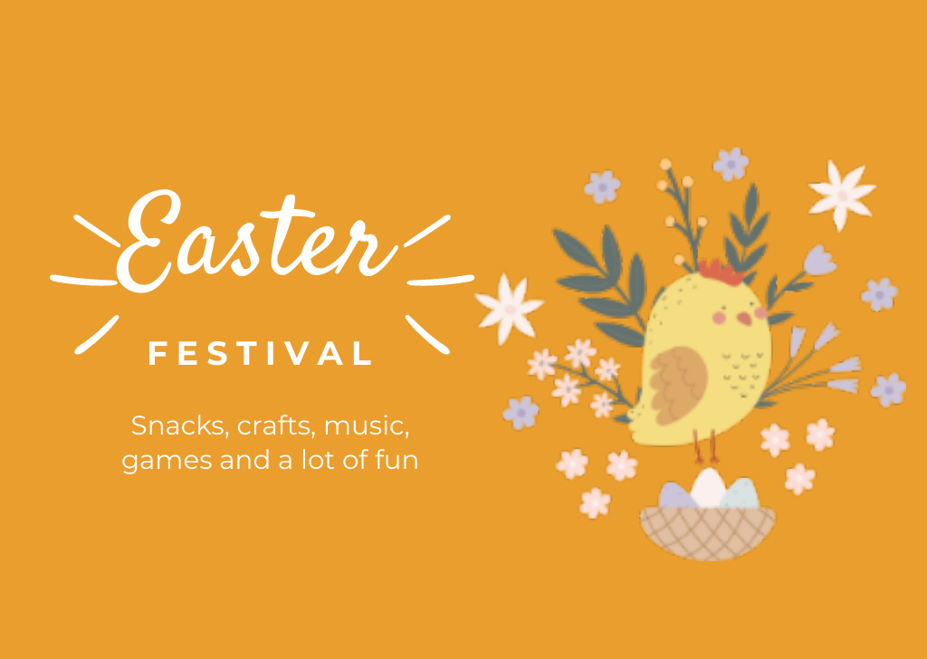 Easter Fair Announcement with Cute Chick Flyer A6 Horizontal Design Template
