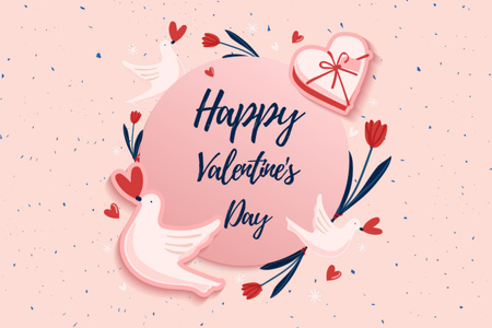 Platilla de diseño Valentine's Day Wishes And Illustration Postcard 4x6in