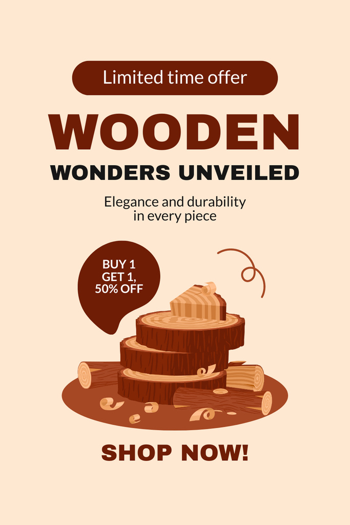 Limited Time Offer of Wood Crafted Pieces Pinterest Design Template