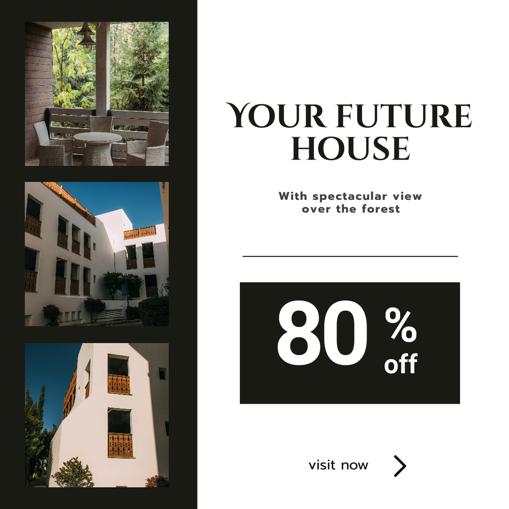 Designvorlage White and Black House Sale für Instagram