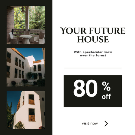 White and Black House Sale Instagram Design Template