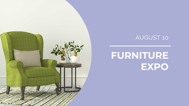 Furniture Studio Armchair in Cozy Room FB event cover Design Template