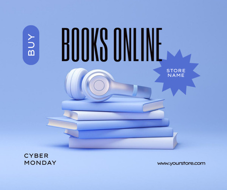 Online Books Sale on Cyber Monday Facebookデザインテンプレート