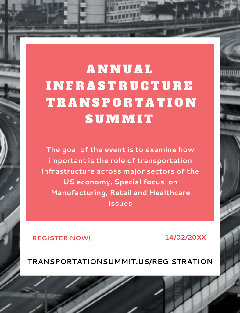 Infrastructure and Transportation Summit Invitation 13.9x10.7cm Design Template