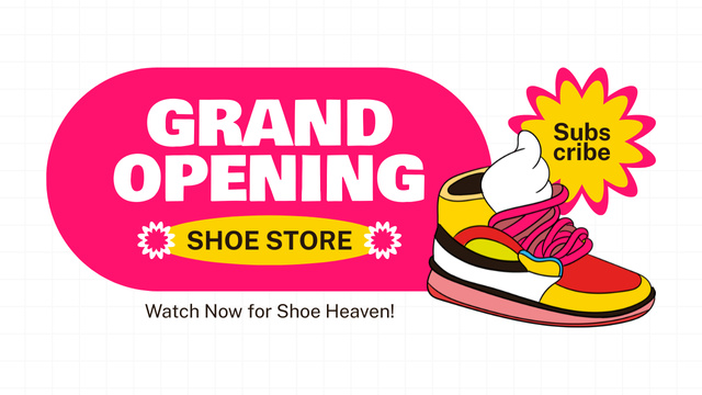 Designvorlage Shoe Store Grand Opening Colourful Announcement für Youtube Thumbnail