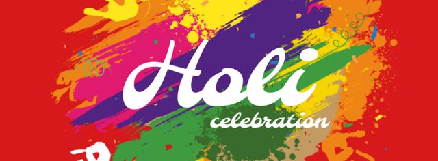 Holi Festival Announcement with Bright Paint Facebook cover – шаблон для дизайну