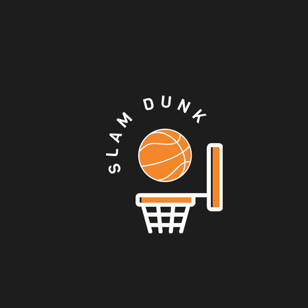 Basketball Sport Club Emblem with Ball and Basket Logo 1080x1080px Design Template
