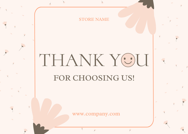 Template di design Thank You Message with Cartoon Flowers and Smiley Face Postcard 5x7in