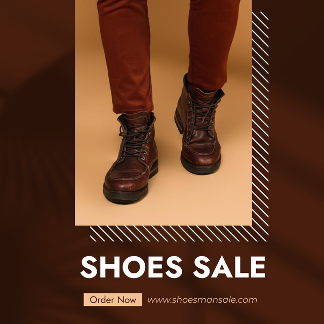 Seasonal Shoes Sale Offer In Brown Instagram Πρότυπο σχεδίασης