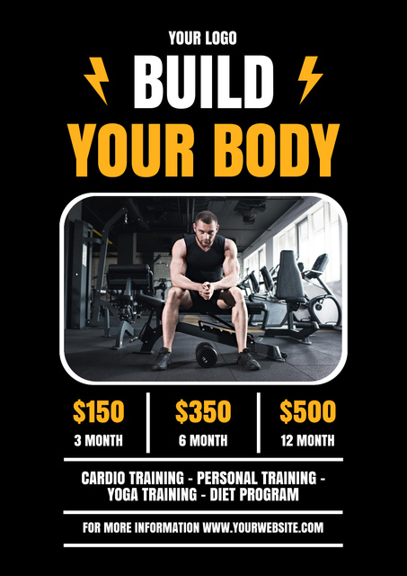 Fitness Club Advertisement Poster Modelo de Design