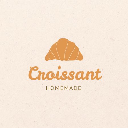Bakery Ad with Yummy Croissant Logo Design Template