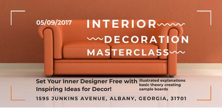 Interior Decoration Masterclass with Stylish Orange Sofa Twitter Design Template