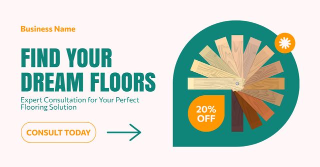 Various Colors For Flooring With Discount And Consultation Facebook AD Design Template