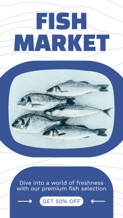 Plantilla de diseño de Oferta de descuento en el mercado de pescado Instagram Story 