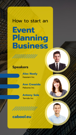 Business Conference Speakers on Skyscraper Background Instagram Story Design Template