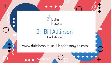 Information Card of Doctor Pediatrician Business Card US Design Template