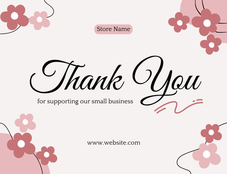 Thank You Message with Simple Pattern of Daisies Thank You Card 5.5x4in Horizontal Design Template
