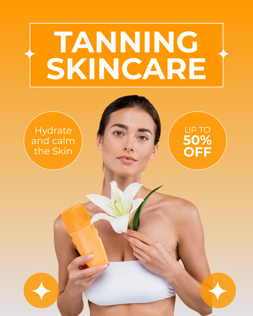 Discount on Cosmetics for Moisturizing Skin During Tanning Instagram Post Vertical Tasarım Şablonu