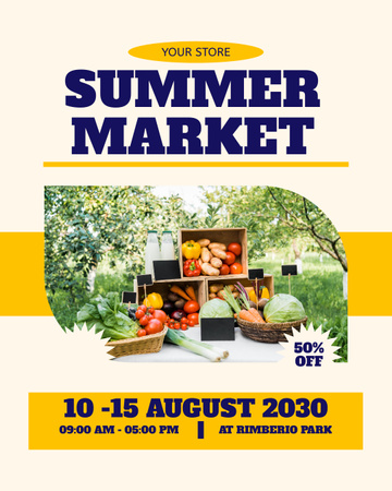 Discount on Vegetables at Summer Farmers Market Instagram Post Vertical Design Template