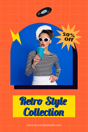 Summer retro style collection Pinterest Design Template
