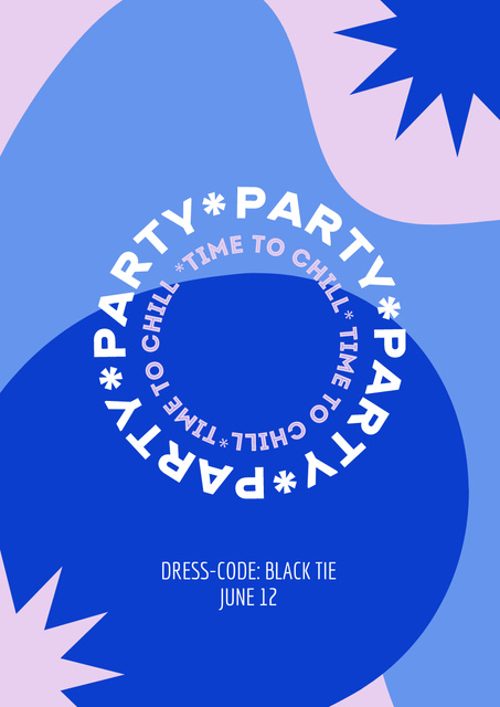 Party Event Announcement on Bright Pattern Poster A3 Šablona návrhu