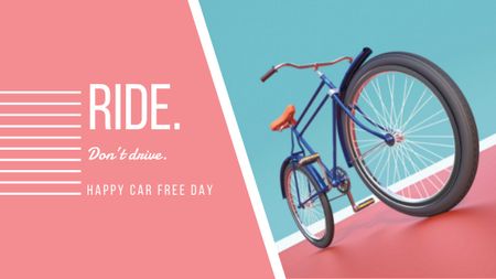 Car free day with Bicycle Title Design Template