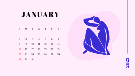 Creative Illustration of Female Silhouette Calendar – шаблон для дизайну