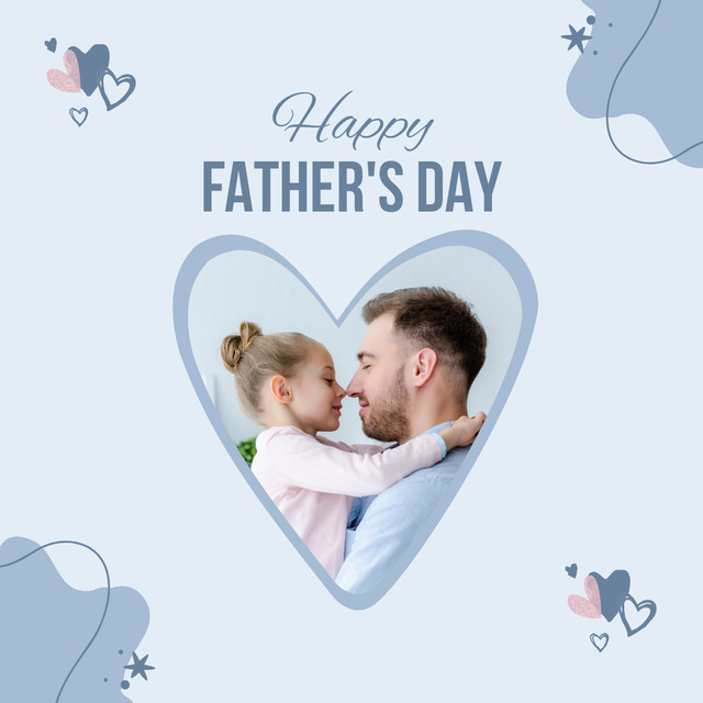 Father’s Day Cute Greeting Card in Blue Instagram Tasarım Şablonu