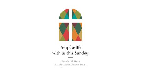 Ontwerpsjabloon van Facebook AD van Invitation to Pray with Church Window illustration