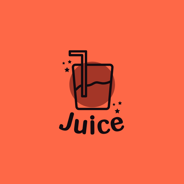 Emblem with Fresh Juice in Red Logo 1080x1080pxデザインテンプレート