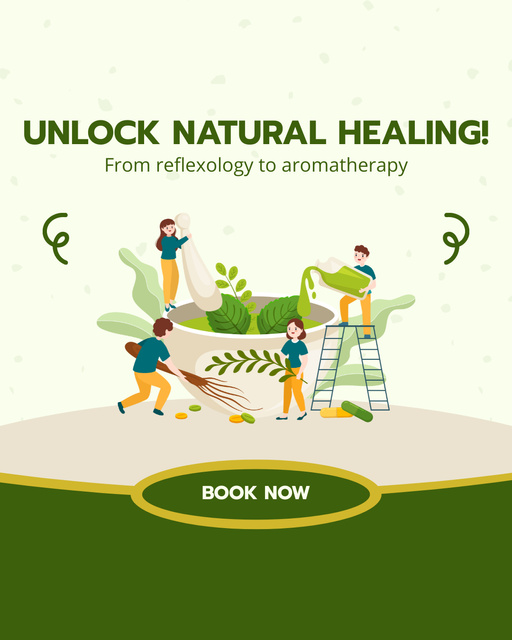Natural Healing Methods With Booking Offer Instagram Post Vertical Tasarım Şablonu