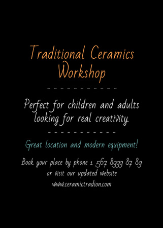 Traditional Ceramics Workshop promotion Flayer tervezősablon