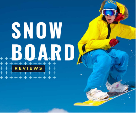 extreme sport poster with snowboarder Large Rectangle Modelo de Design