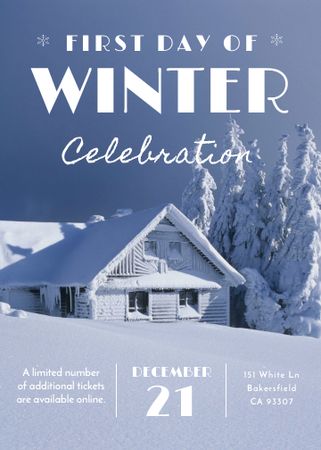 First day of winter celebration in Snowy Forest Invitation Modelo de Design