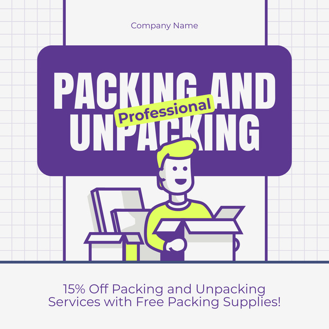 Designvorlage Offer of Professional Packing and Unpacking Services für Instagram AD