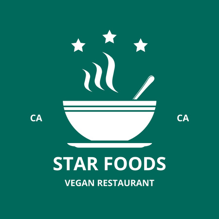 Vegetarian Restaurant Offer with Bowl of Soup Logo Design Template