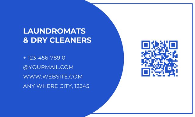 Laundry Emblem with Blue Iron Business Card 91x55mm Design Template