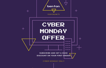 Cyber Monday Sale Advertisement on Purple Flyer 5.5x8.5in Horizontal Design Template