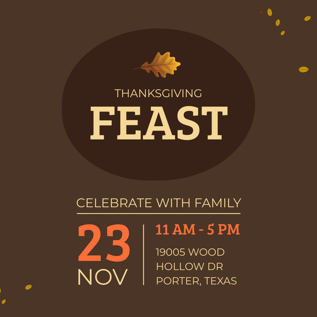 Thanksgiving Feast Announcement For Family Animated Post Design Template