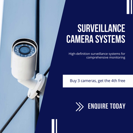 Platilla de diseño Surveillance Systems Promo on Blue Animated Post