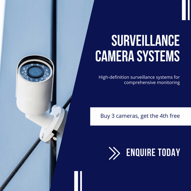 Modèle de visuel Surveillance Systems Promo on Blue - Animated Post