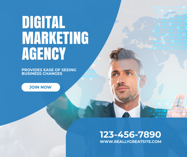 Digital Marketing Services for Business In Blue Facebook Tasarım Şablonu